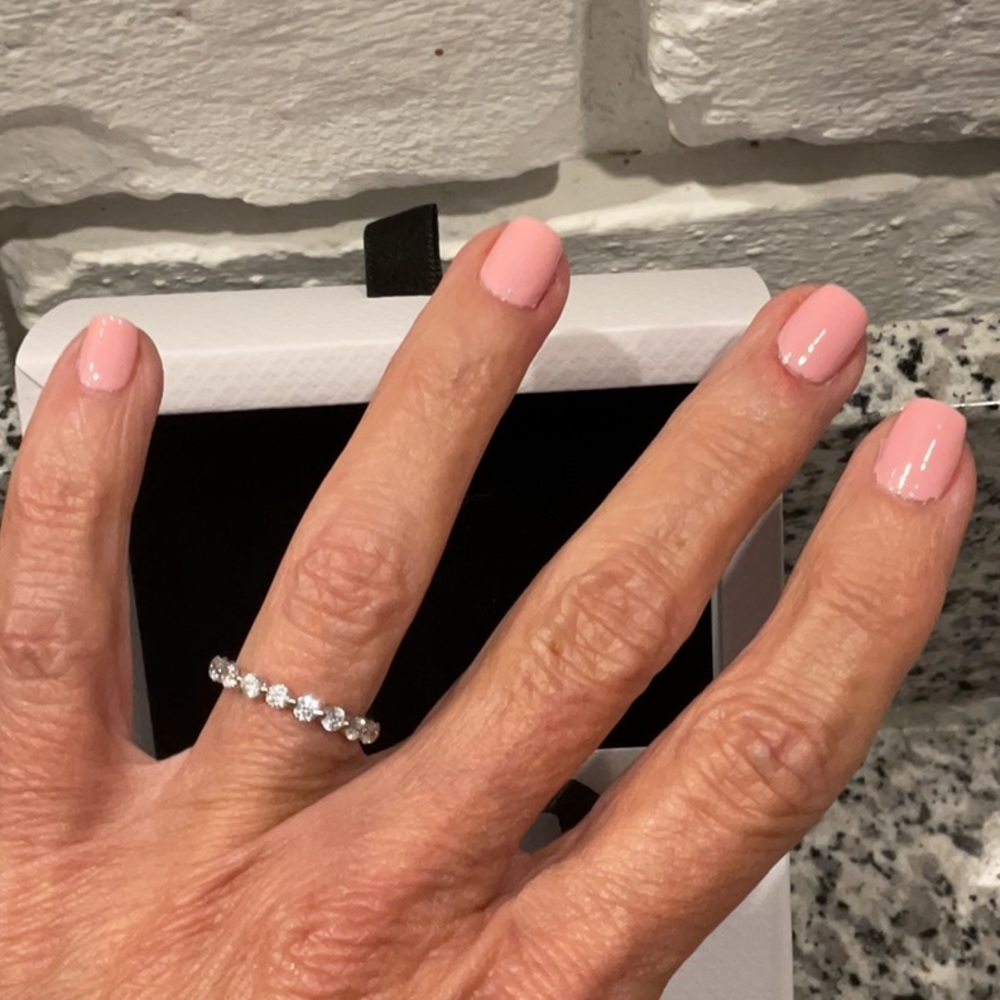 14kt White Gold CZ 1 Carat Semi Eternity Ring - Size 4